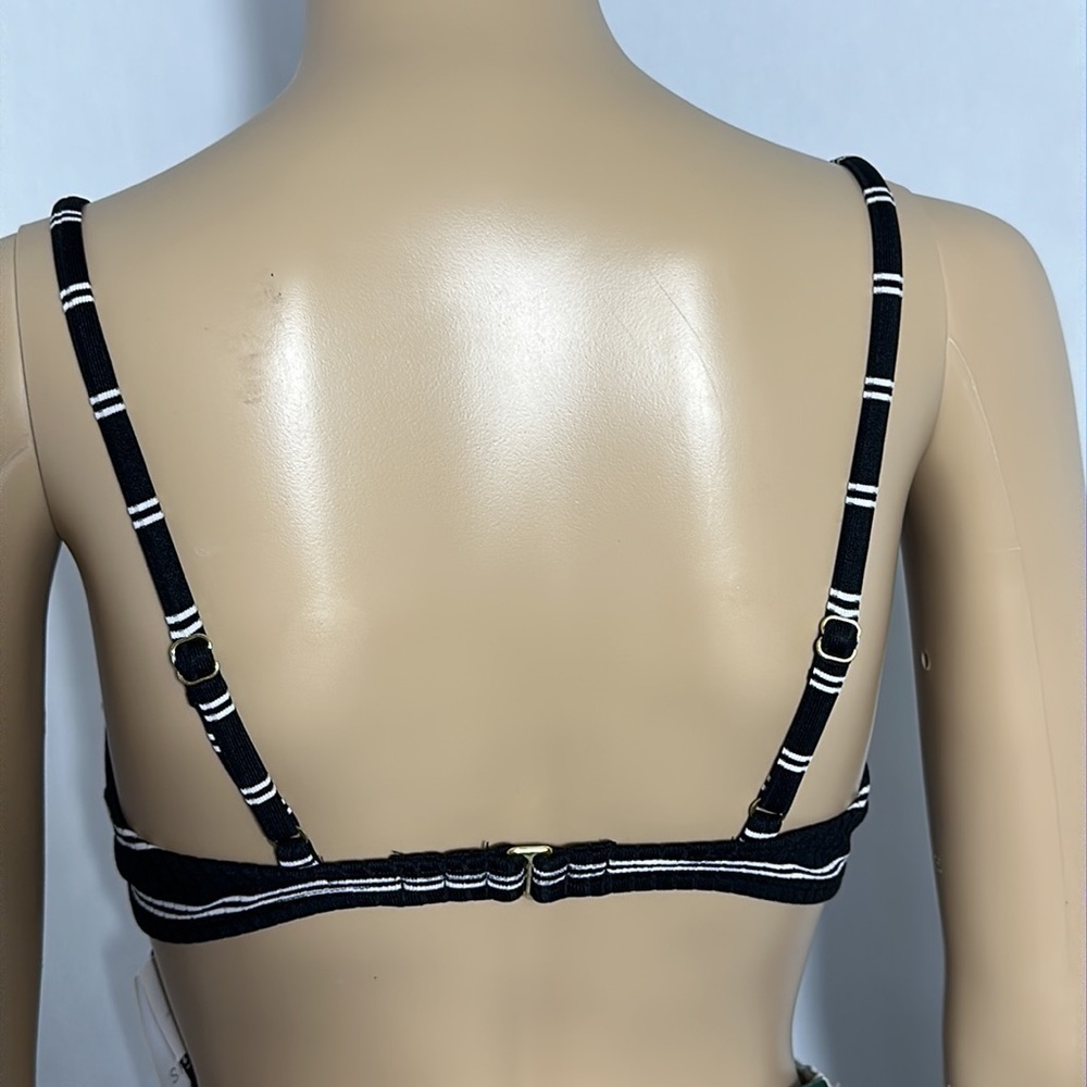 Shade & Shore Black Bikini Top With White Stripes Underwire (45W0K4) - Picture 2 of 4